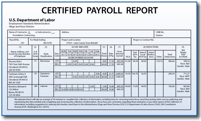 certified payroll for construction